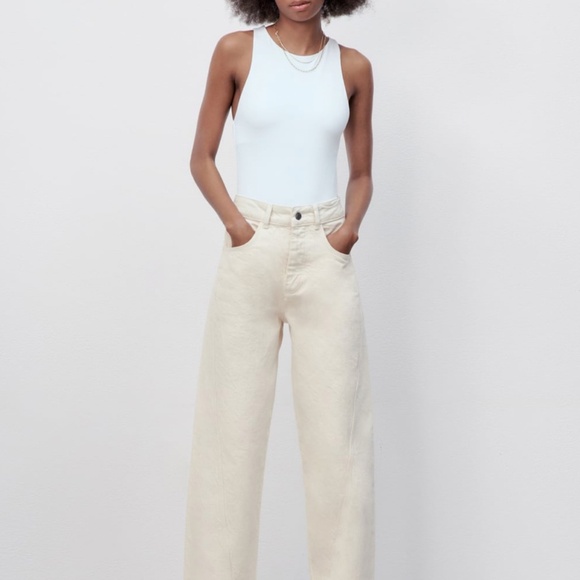 ZARA HALTERNECK BODYSUIT WHITE Size Small - Picture 2 of 5